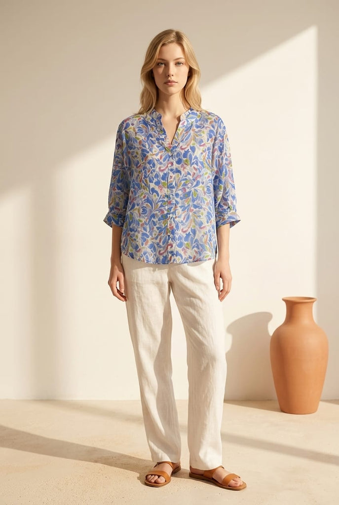 Jilly Abstract Leaf Print Shirt