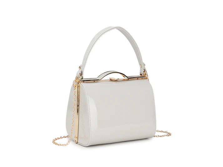 Effie Patent Hard Case Clutch Bag