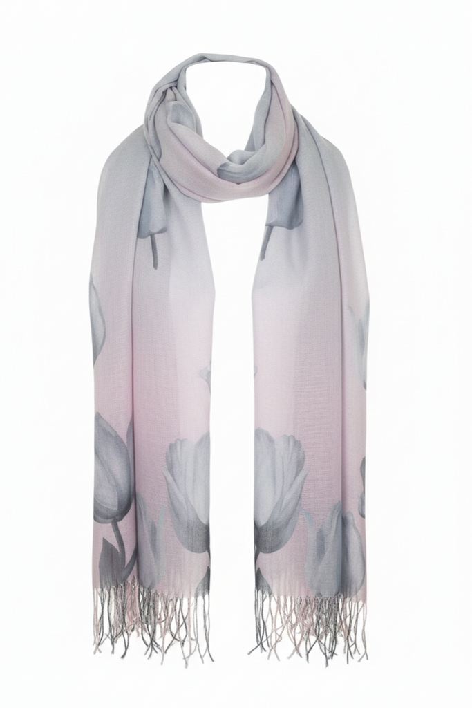 Athena Tulip Print Tassel Scarf