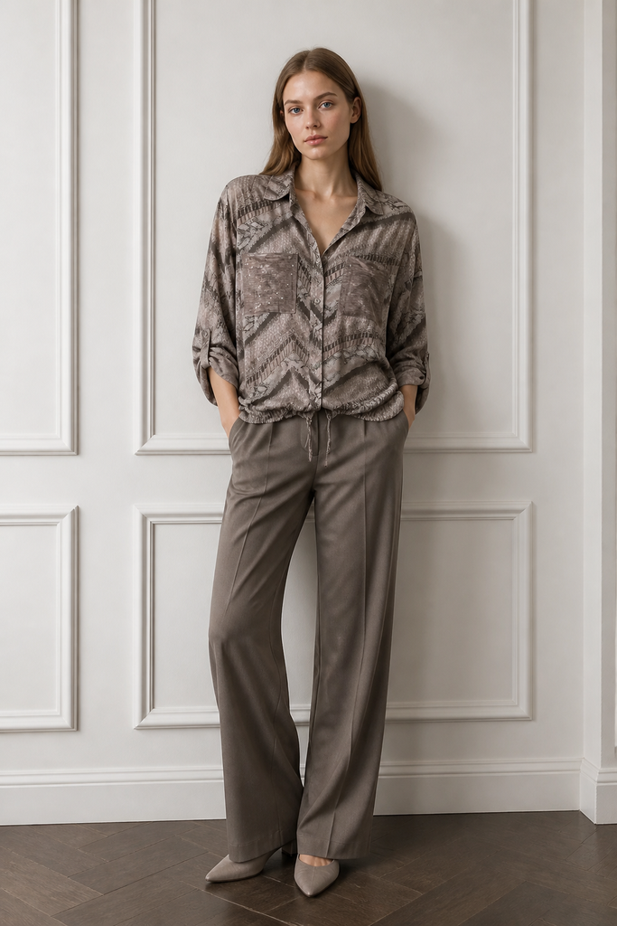 Dionne Snake Print Drawstring Shirt
