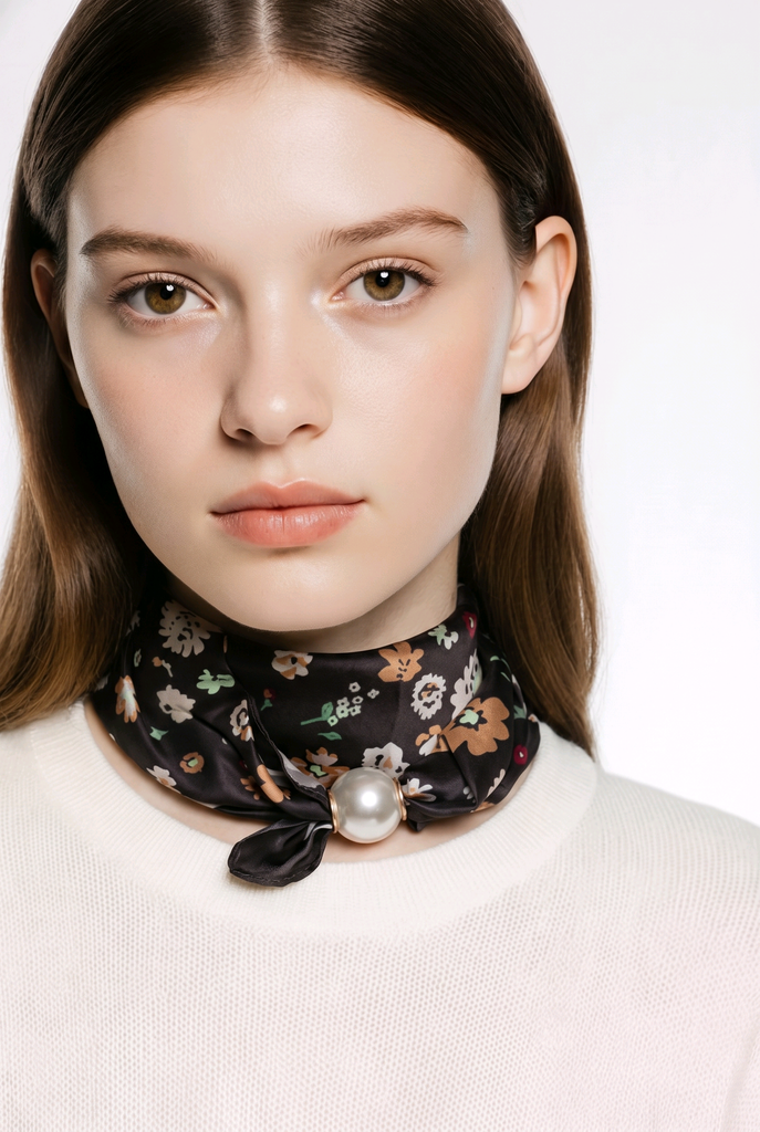 Bree Floral Magnetic Pearl Neckscarf