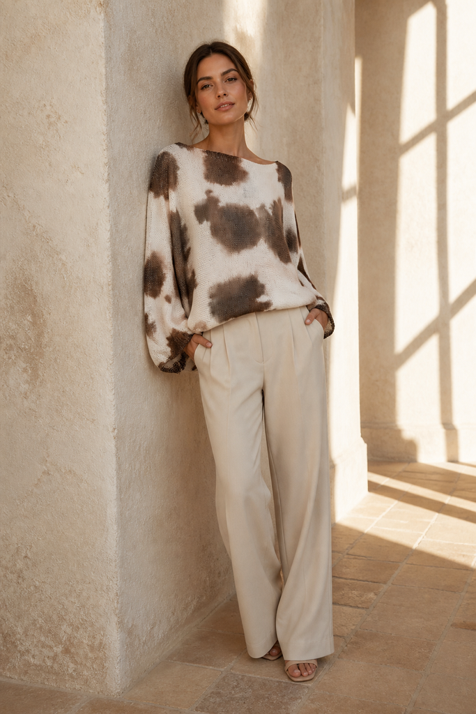 Mindy Cloud Print Batwing Knit