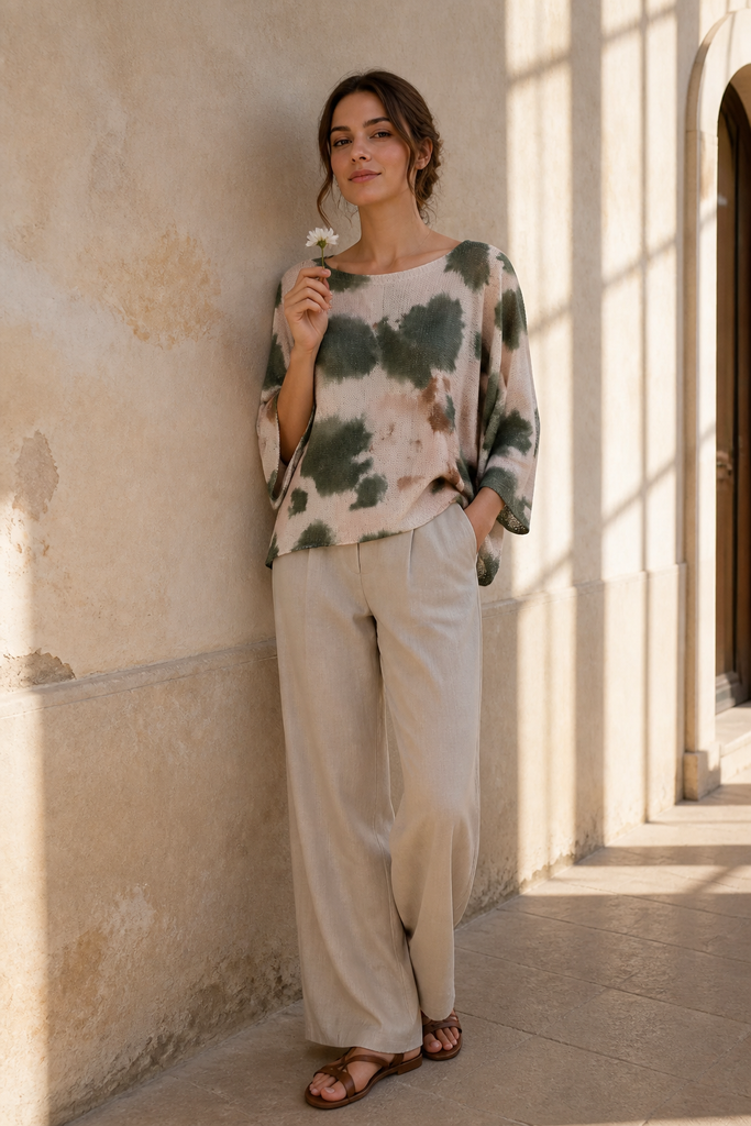 Mindy Cloud Print Batwing Knit