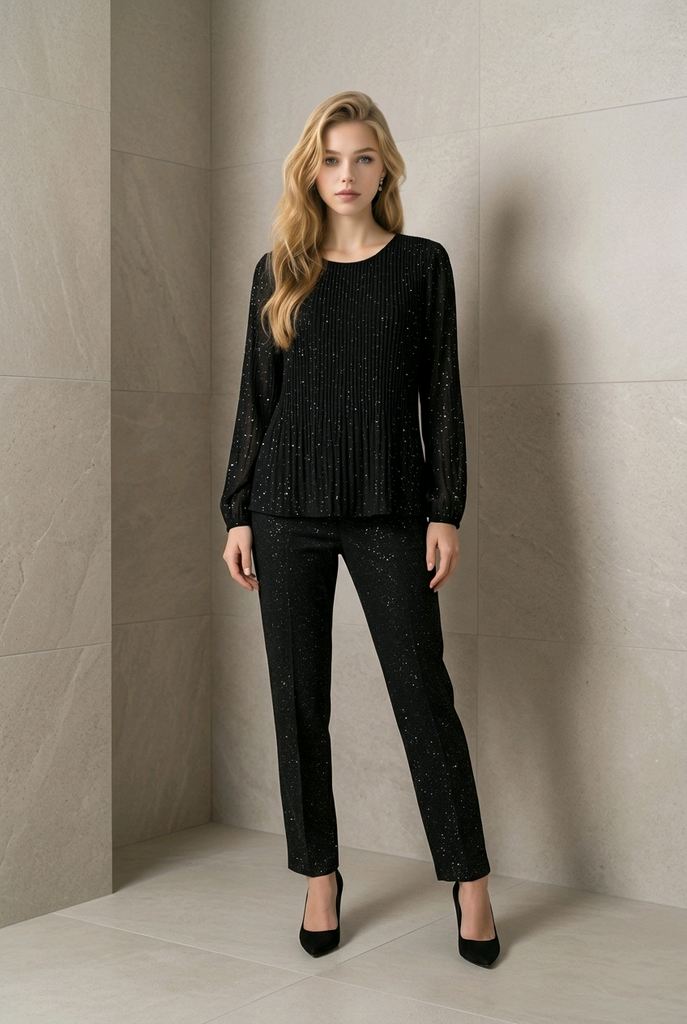 Lana Sparkle Pleated Dressy Top