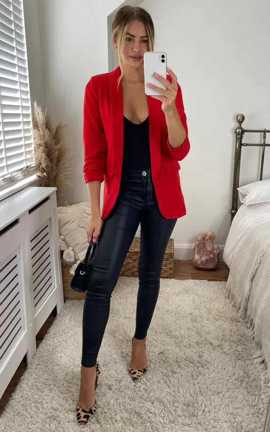 Angelina Ruched Sleeve Blazer