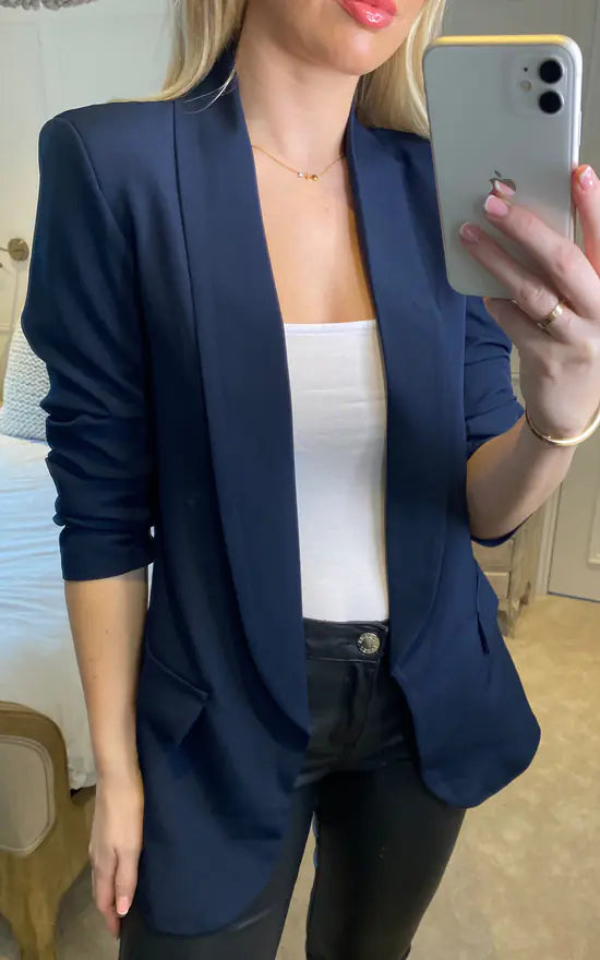 Angelina Ruched Sleeve Blazer