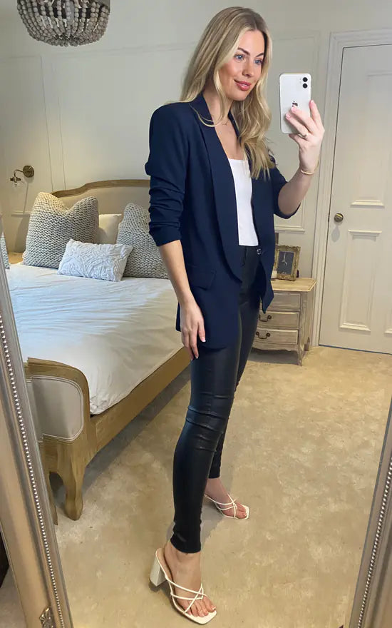 Angelina Ruched Sleeve Blazer