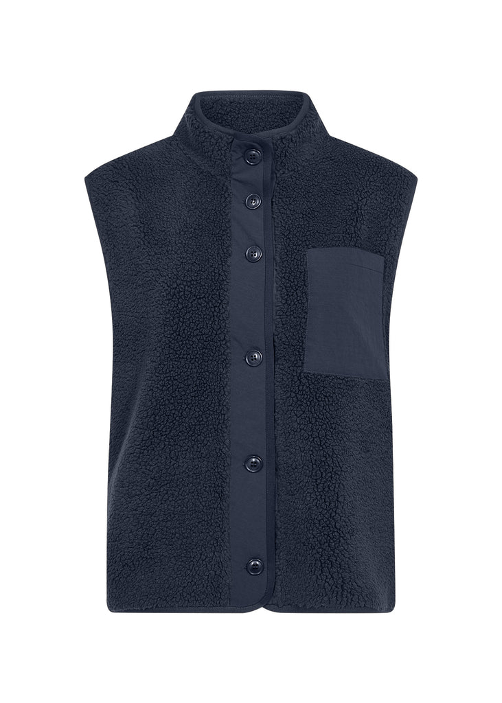 Onyx Buttoned Borg Gilet