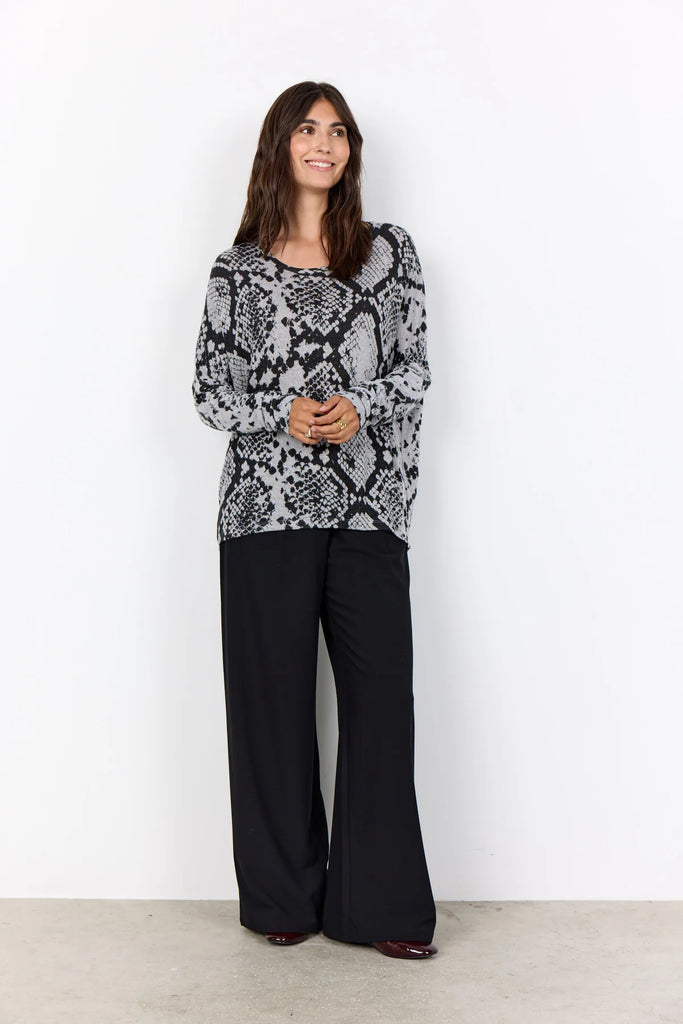 Biara Snake Print Fleece Top