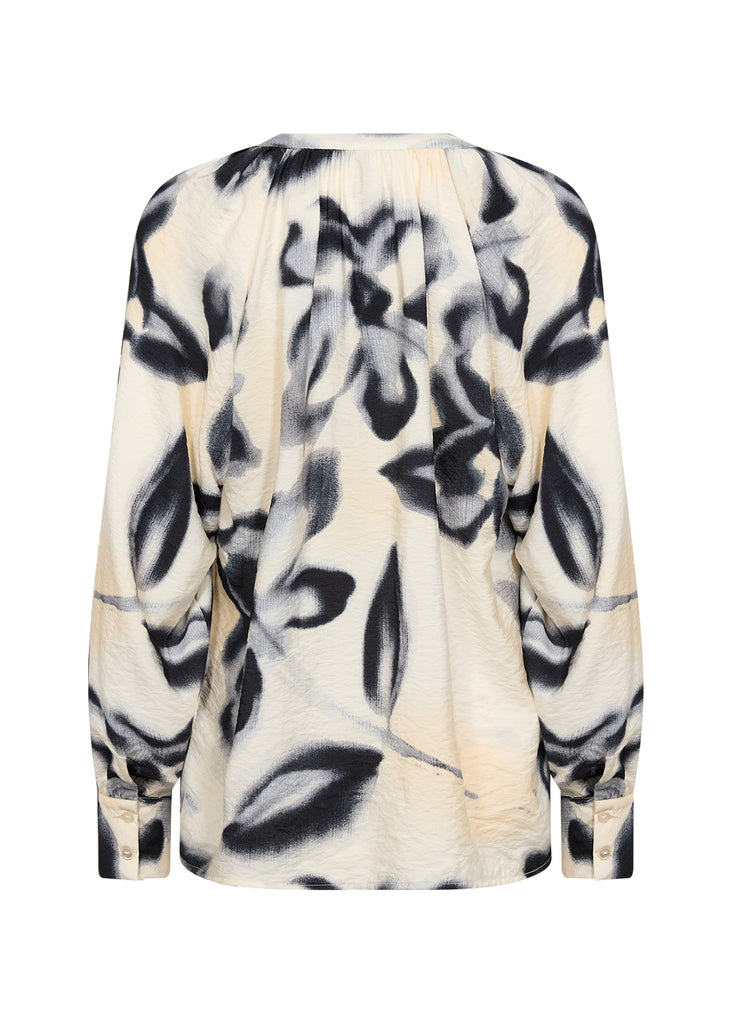 Cate Floral Abstract Notch Neck Shirt