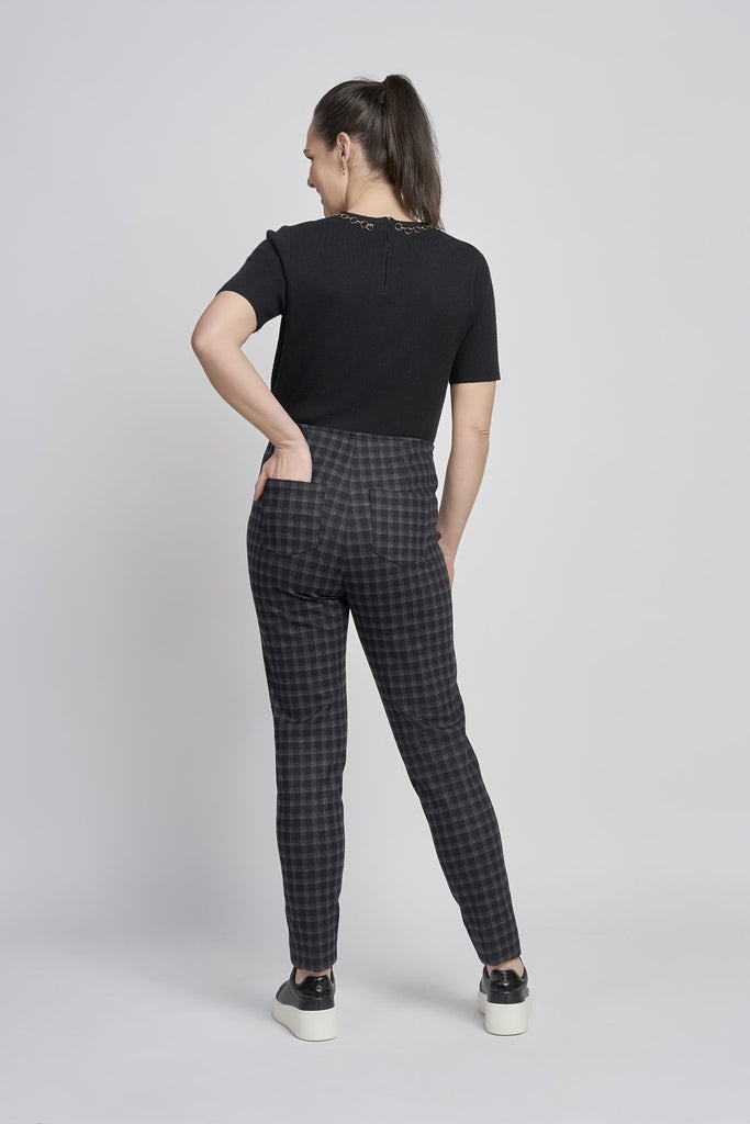 Eden Small Check Pull On Brushed Trousers
