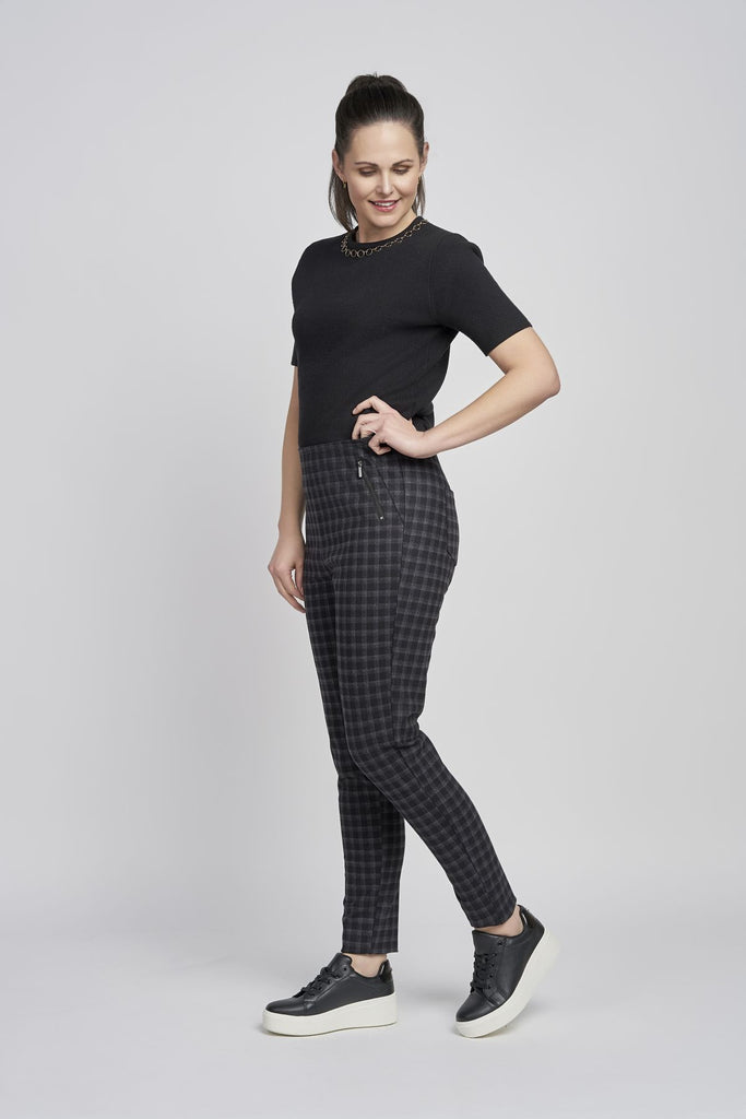 Eden Small Check Pull On Brushed Trousers