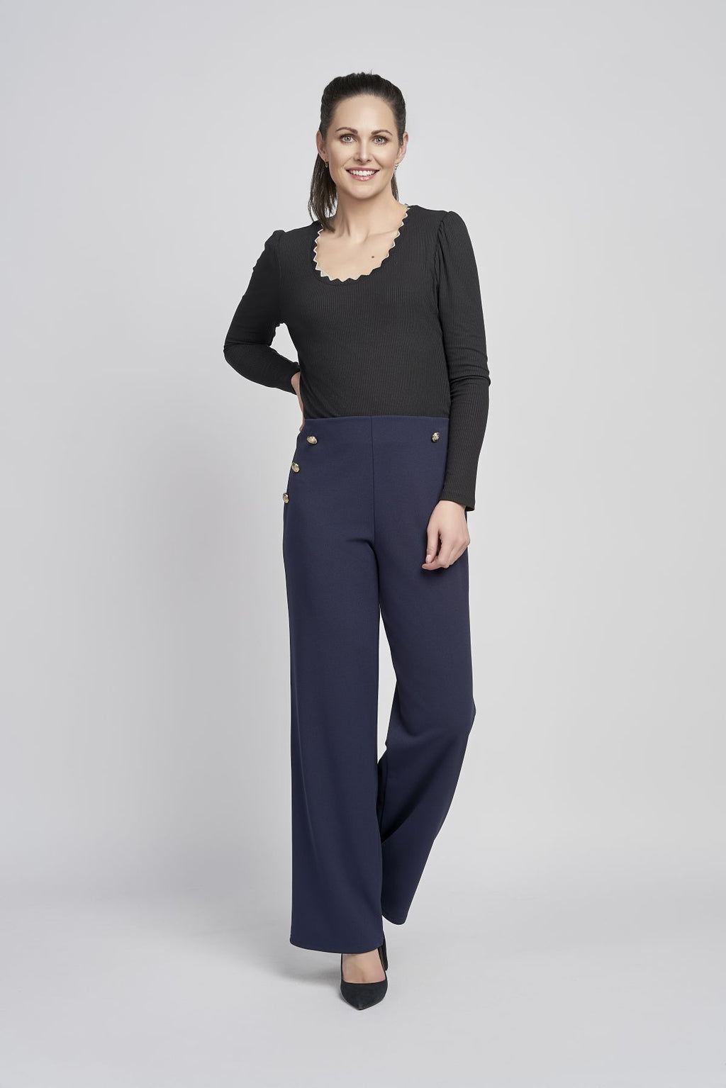 Blaise Wide Leg Crepe Trousers
