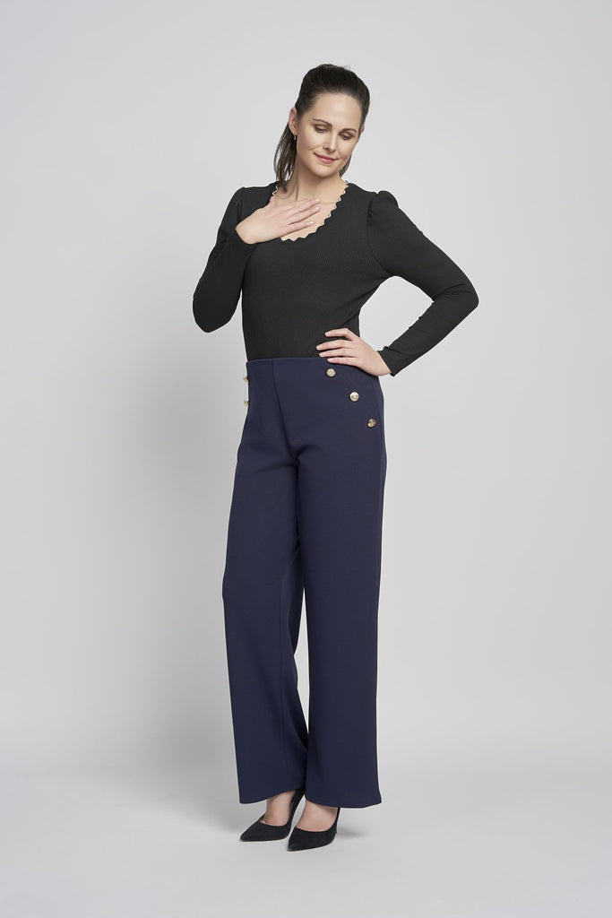 Blaise Wide Leg Crepe Trousers
