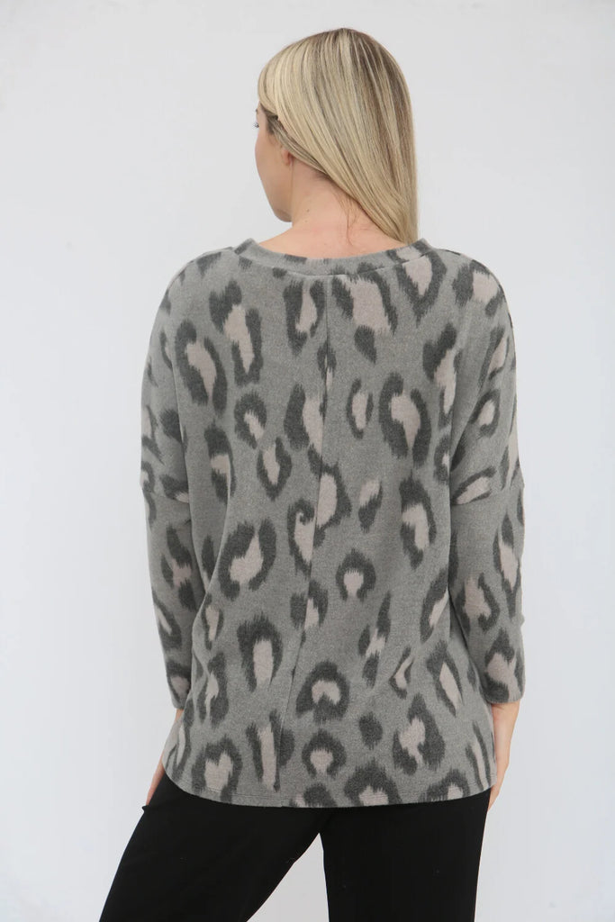 Maria Leopard Print Fleece Top