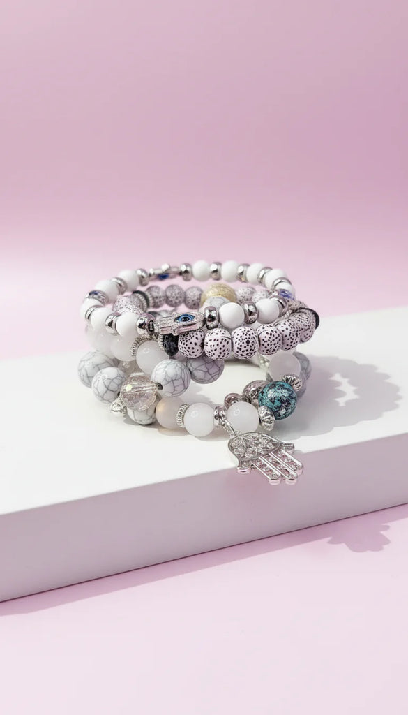 Dakotah Hamsa Charm Beaded Bracelet Set