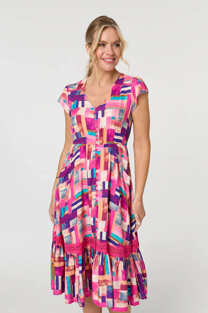 Bryony Geometric Print Midi Dress