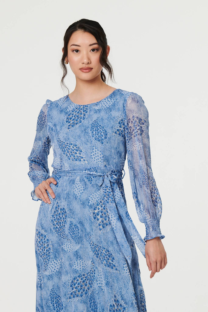 Zuri Feather Print Midaxi Dress