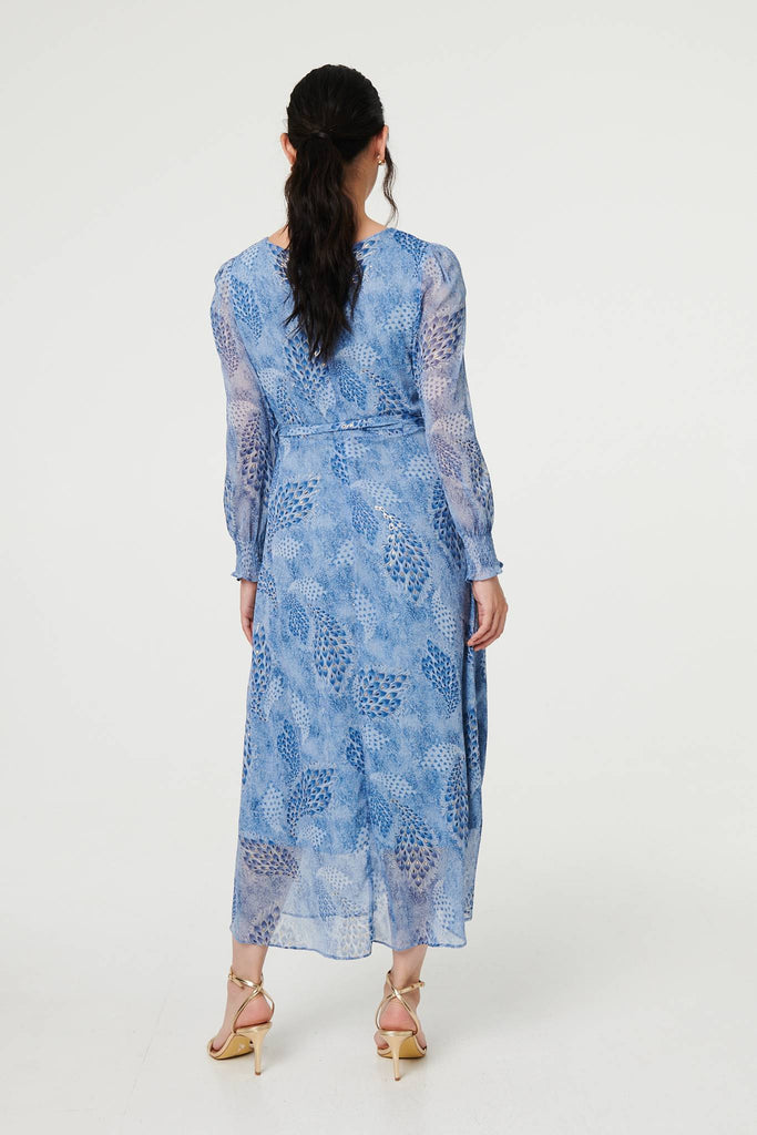 Zuri Feather Print Midaxi Dress