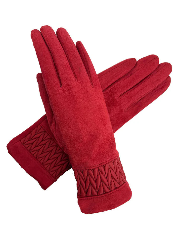Petra Quilted Detail Suedette Gloves