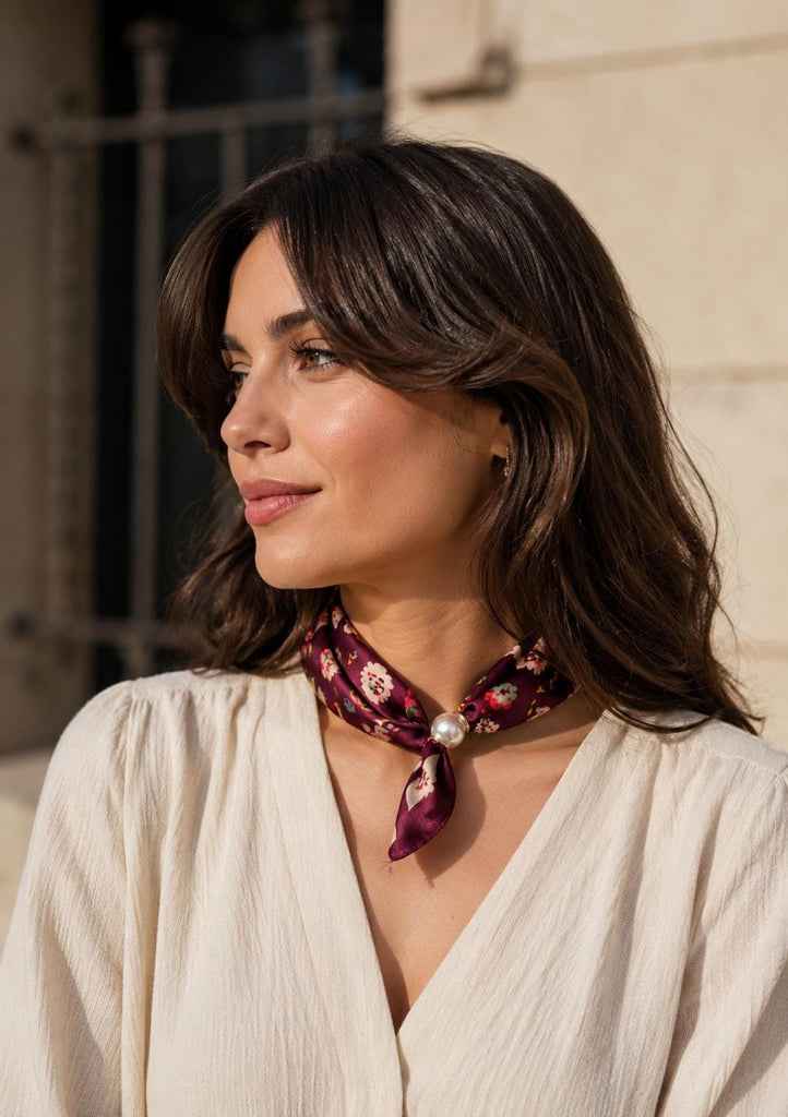 Bree Floral Magnetic Pearl Neckscarf