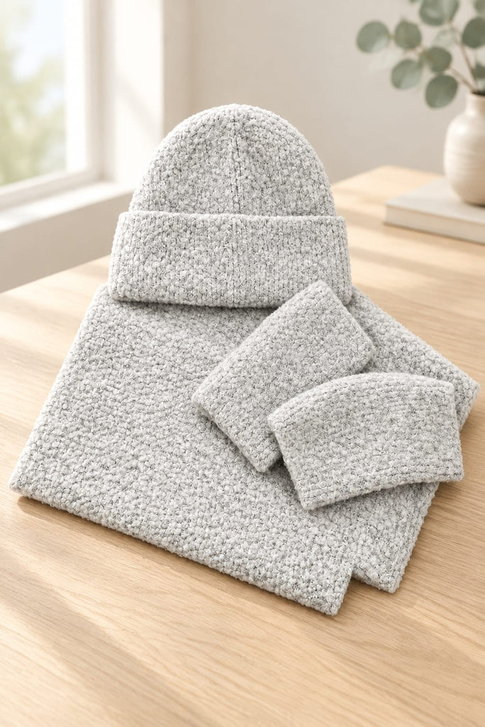 Beau Bouclé Hat Scarf and Mittens Set