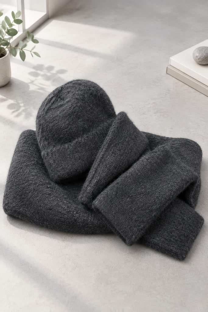 Beau Bouclé Hat Scarf and Mittens Set