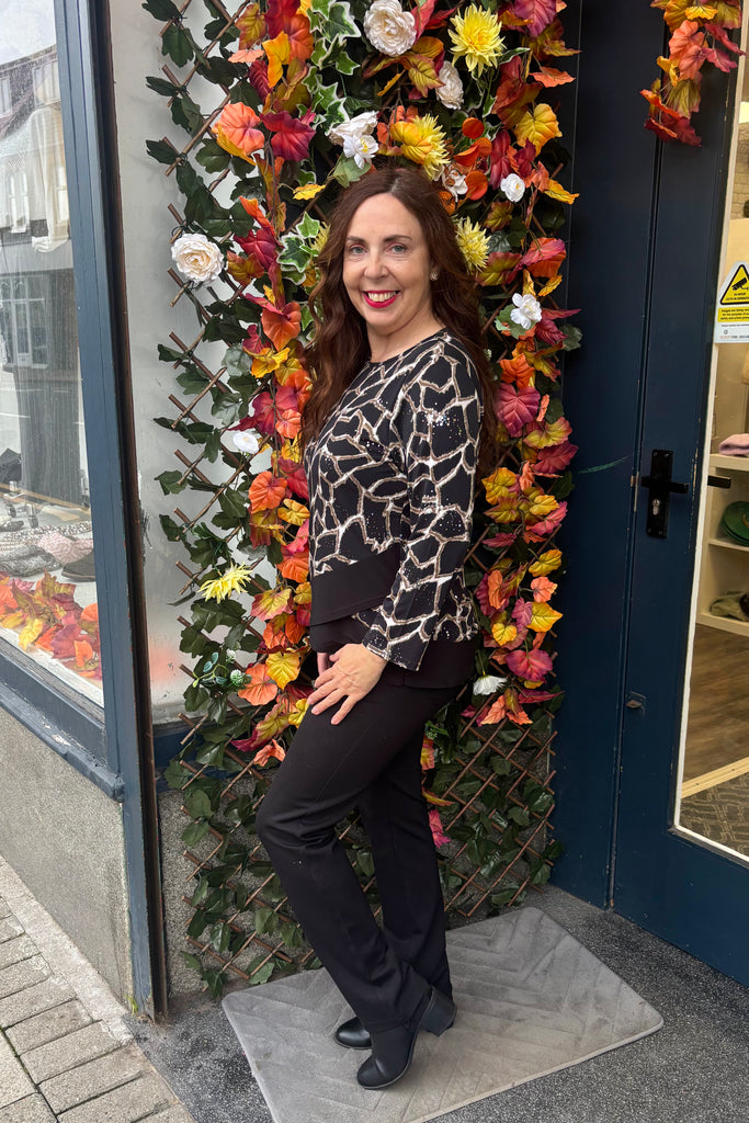 Karla Giraffe Print Sparkle Top