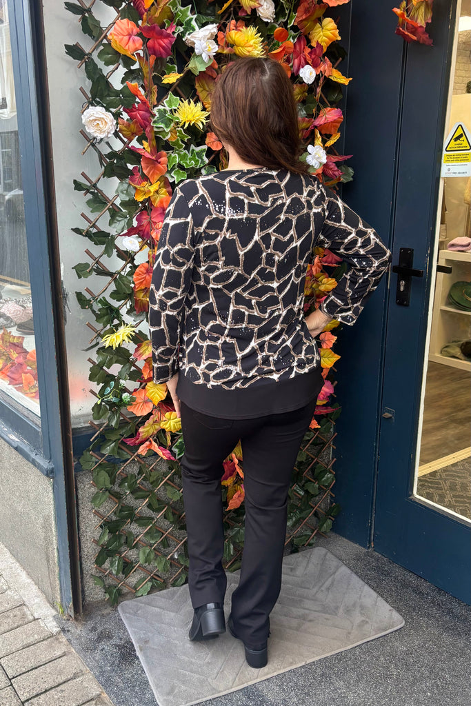 Karla Giraffe Print Sparkle Top