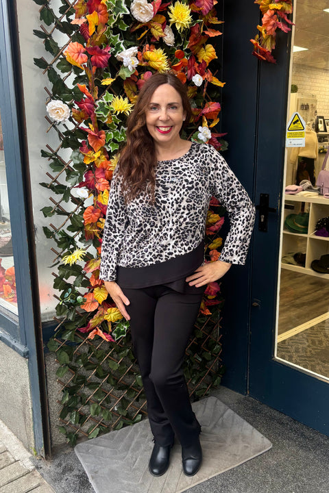 Karla Leopard Print Sparkle Top