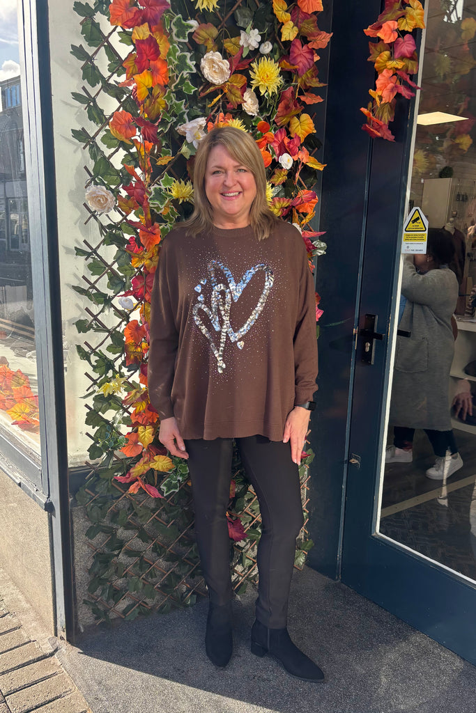 Heather Sequin Heart Knit