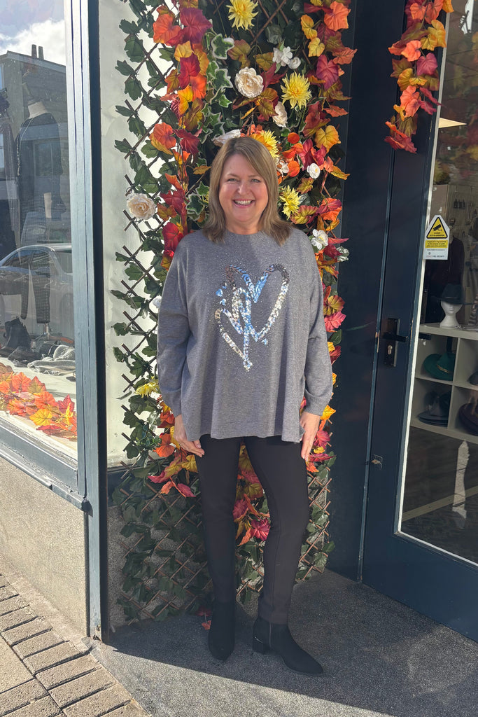 Heather Sequin Heart Knit