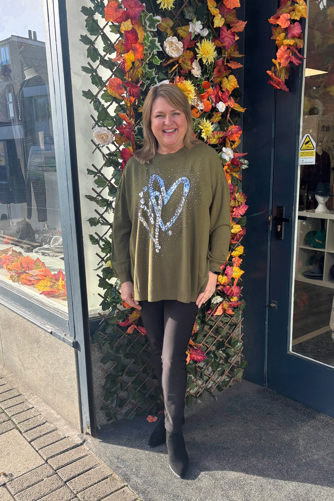 Heather Sequin Heart Knit