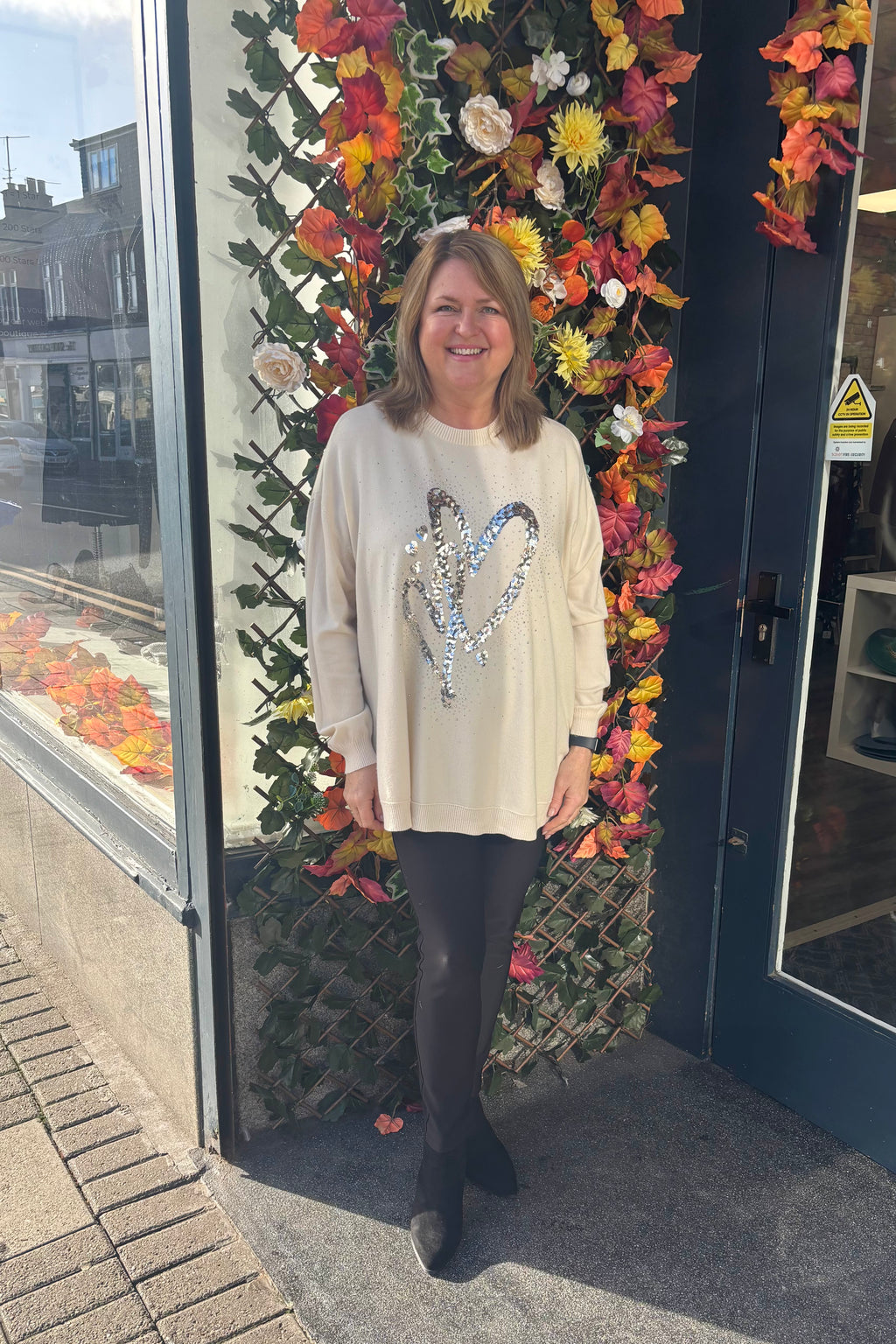 Heather Sequin Heart Knit