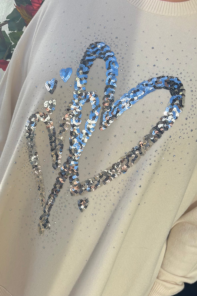 Heather Sequin Heart Knit