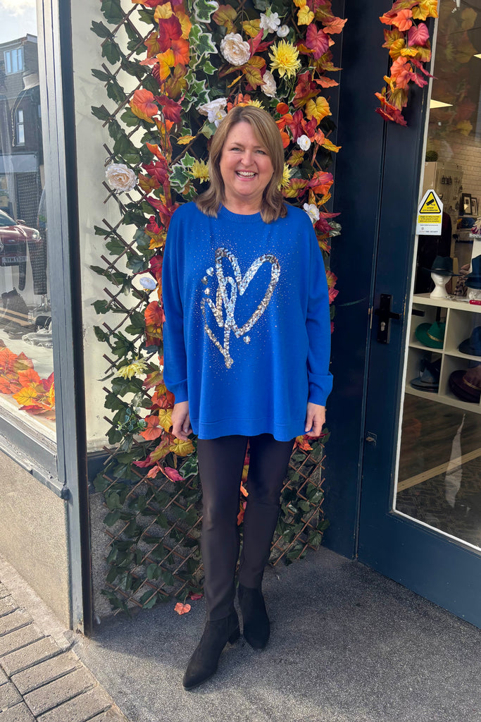 Heather Sequin Heart Knit