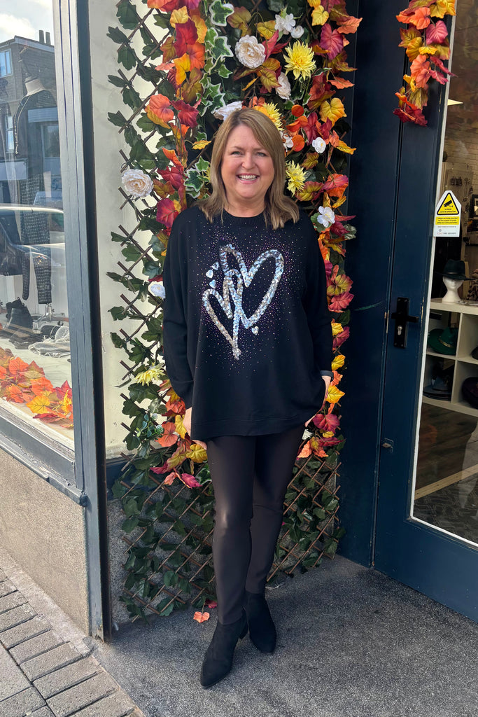 Heather Sequin Heart Knit