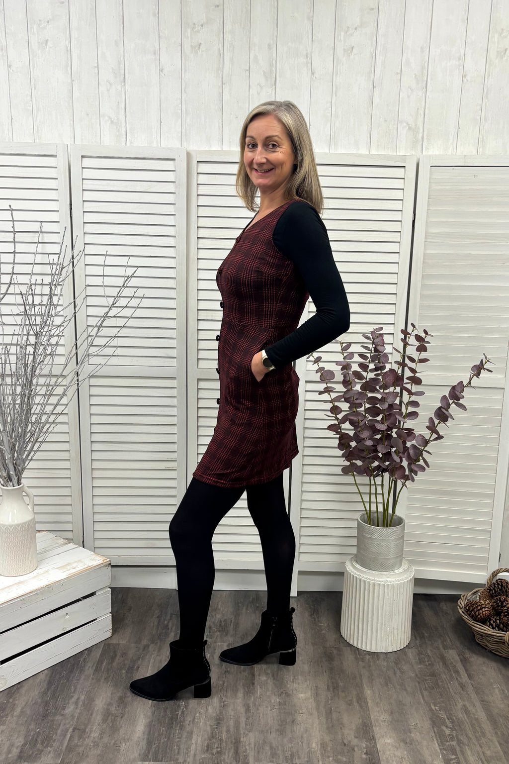 Chrissie Check Print Pinafore