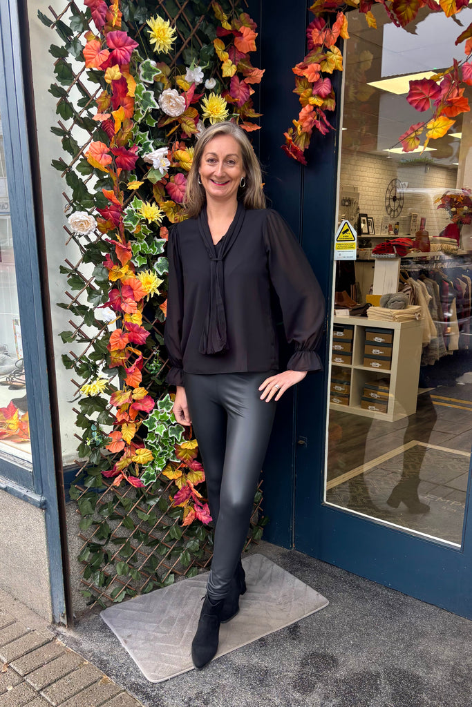 Penny Pleated Scarf Neck Top