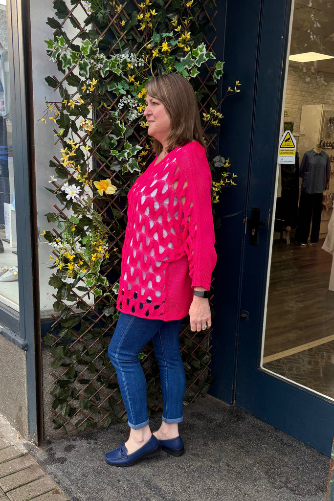 Deena Openwork Wave Print Knit