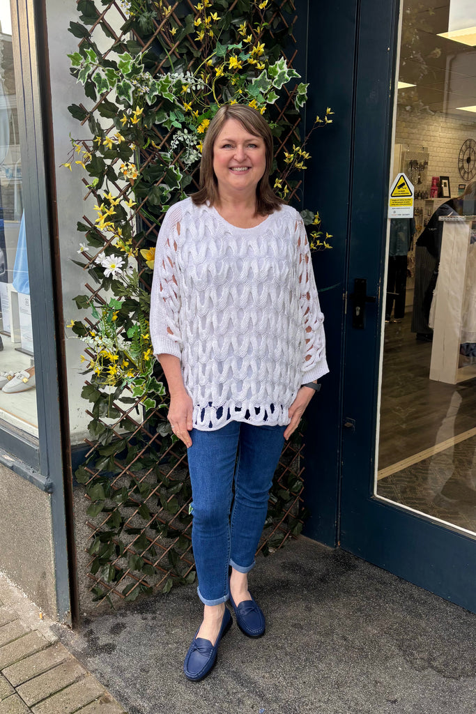 Deena Openwork Wave Print Knit