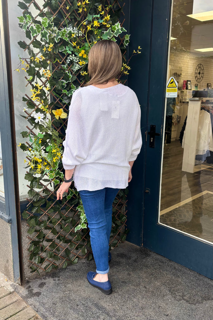 Deena Openwork Wave Print Knit