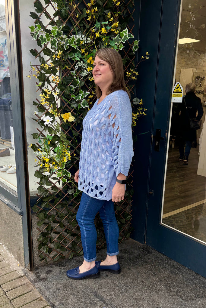 Deena Openwork Wave Print Knit