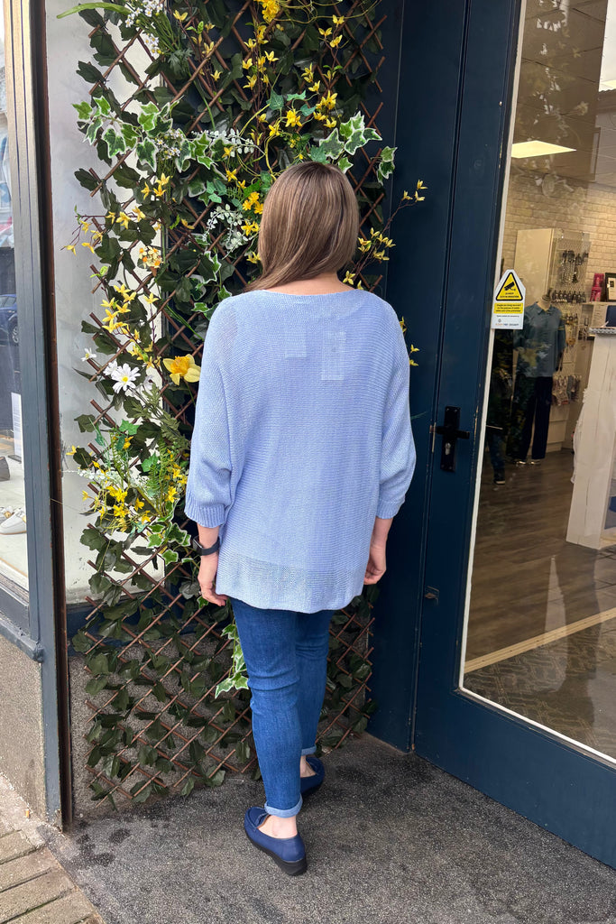 Deena Openwork Wave Print Knit