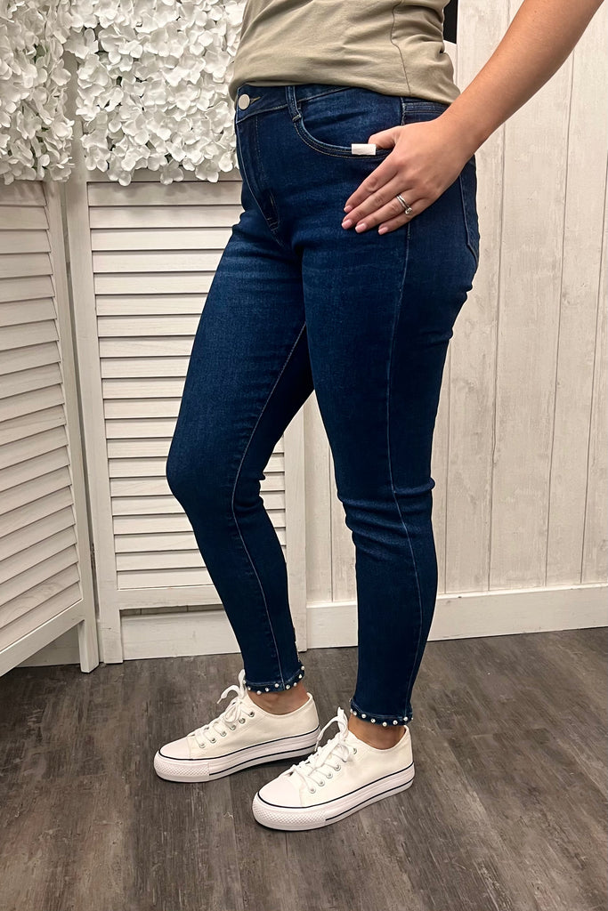 Sophia Pearl Bow Skinny Jeans