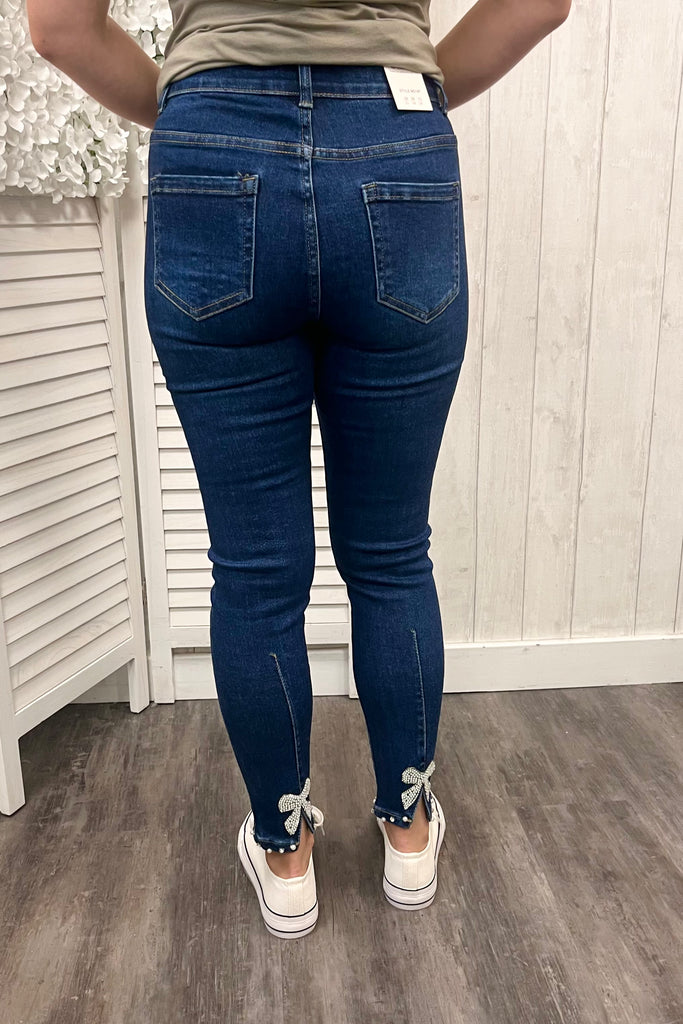 Sophia Pearl Bow Skinny Jeans
