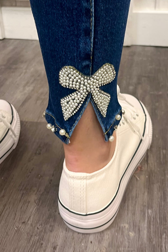 Sophia Pearl Bow Skinny Jeans