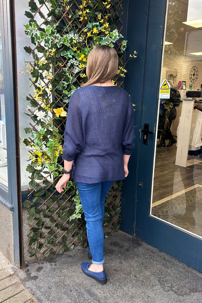 Deena Openwork Wave Print Knit