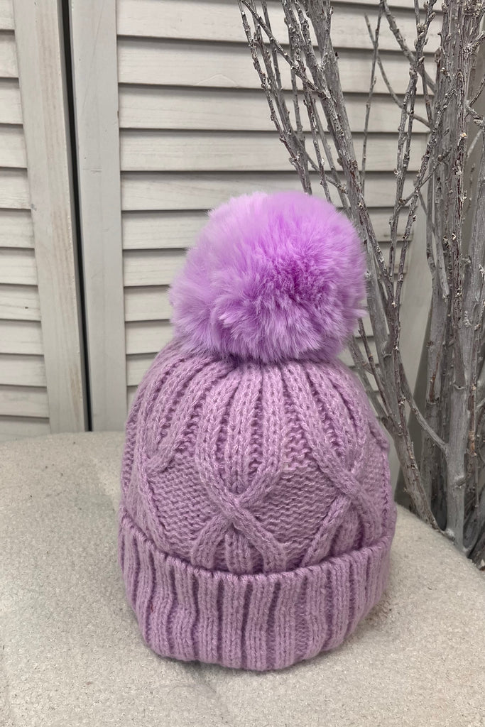 Lottie Cable Knit Pom Pom Hat