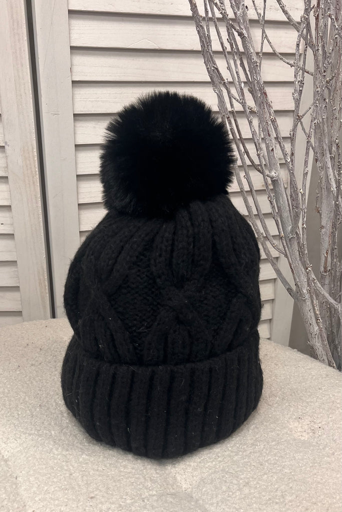 Lottie Cable Knit Pom Pom Hat